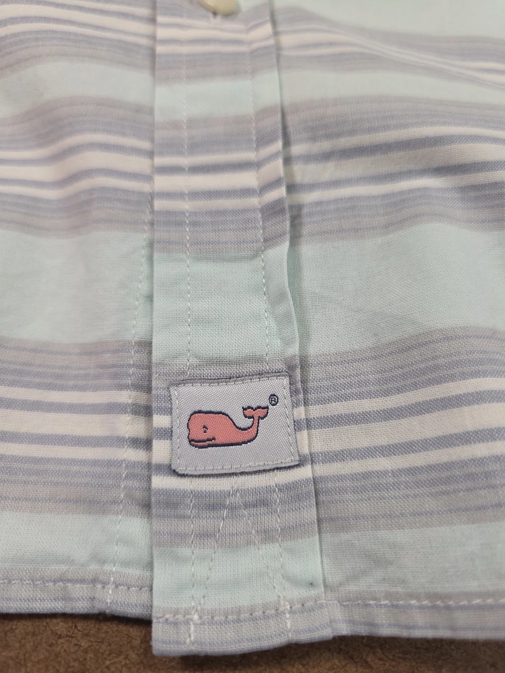 Vineyard Vines Men’s Cotton Light Blue Striped Button-Down Shirt Medium - Picture 5 of 8